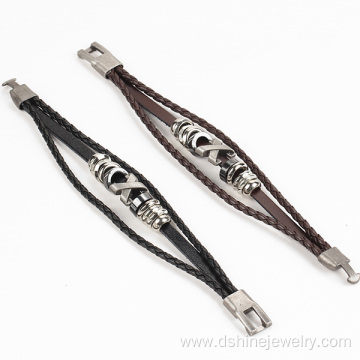 Wholesale Alloy Parts Genuine Leather Bracelet Handmade